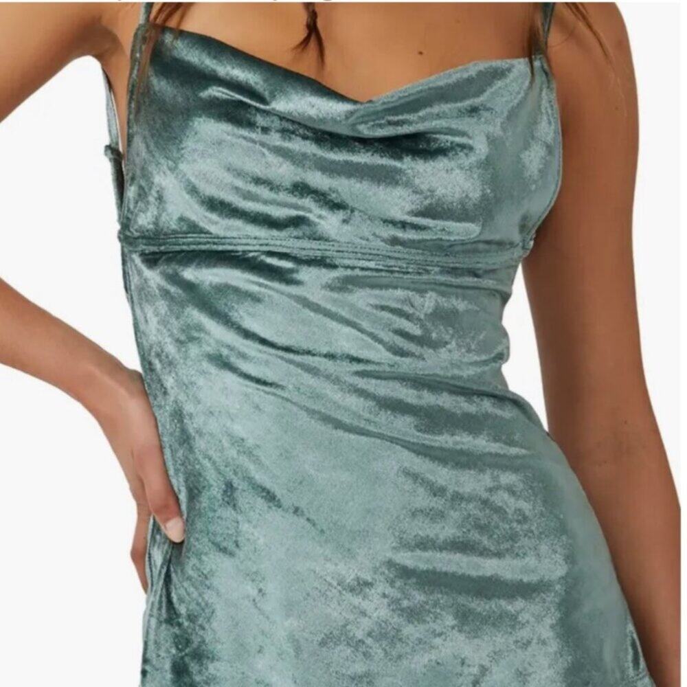 Free People Intimates Velvet Camisole Small Green Cowl Neck NWT